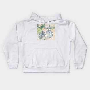 A Woman Seated at a Bench on the Avenue du Bois by Berthe Morisot Kids Hoodie